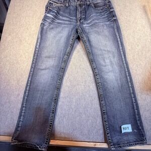 Axe & Crown Slim Fit Jeans Mens 36x32 Medium Wash Distressed Whiskered Denim